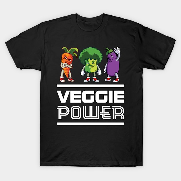 Veggie Power Funny Vegetables T-Shirt by Whimsical Frank